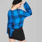 Women's Plus Size Long Sleeve Tie Back Plaid Top - Wild Fable Sea Ship Blue/black