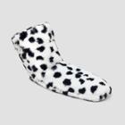 No Brand Women's Snow Leopard Faux Fur Booties With Grippers - Ivory/black