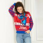 Women's Disney Lilo & Stitch Merry Stitchmas Christmas Pullover Sweater - Red