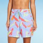 Women's 7 Board Swim Shorts - Wild Fable Light Blue Abstract Print X