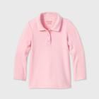 Toddler Girls' Long Sleeve Interlock Uniform Polo Shirt - Cat & Jack Pink