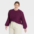 Women's Plus Size Crewneck Pullover Sweater - Who What Wear Plum 1x, Purple Purple