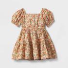 Toddler Girls' Floral Puff Sleeve Dress - Cat & Jack Yellow