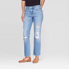 Women's Relaxed Fit Straight High-rise Cropped Jeans - Universal Thread Medium Blue
