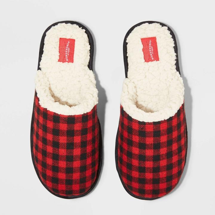 Men's Family Sleep Adult Plaid Slippers - Wondershop Red