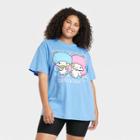 Women's Hello Kitty Plus Size Star Twins Short Sleeve Graphic Oversized T-shirt - Blue