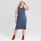 Women's Plus Size Sleeveless Crewneck Knit Dress - Ava & Viv Blue X, Women's