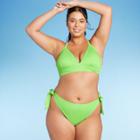 Women's Ribbed Triangle Bikini Top - Wild Fable Green X