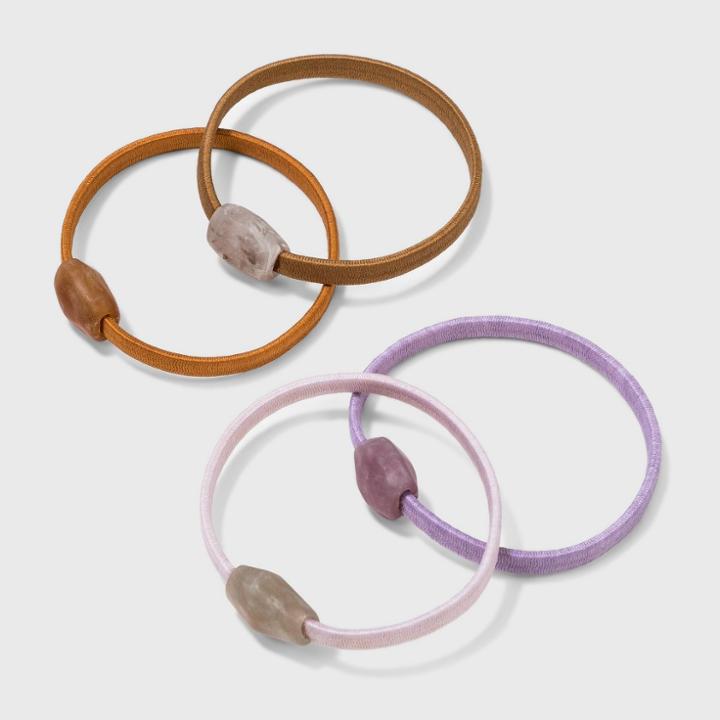 Bead Hair Elastic Set 4pc - A New Day Purple