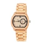 Earth Wood Goods Men's Earth Scaly Wood Bracelet Watch With Date Subdial-khaki/tan, Khaki