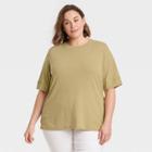 Women's Plus Size Linen T-shirt - Ava & Viv Green X