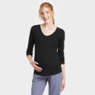Long Sleeve Scoop Neck 2pk Bundle Maternity T-shirt - Isabel Maternity By Ingrid & Isabel Black/white