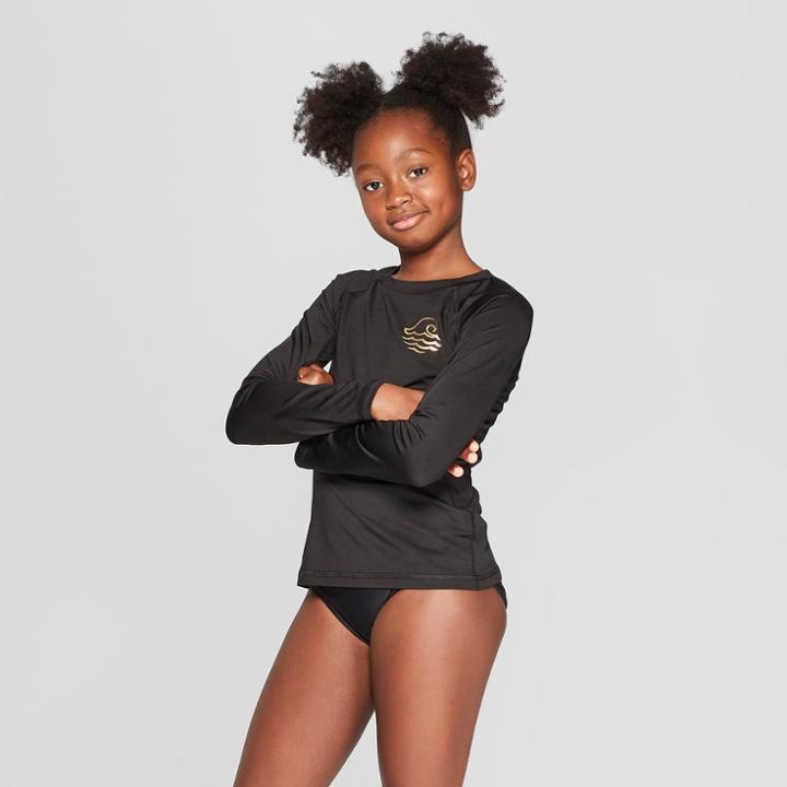 Girls' Long Sleeve Rashguard - Art Class Black