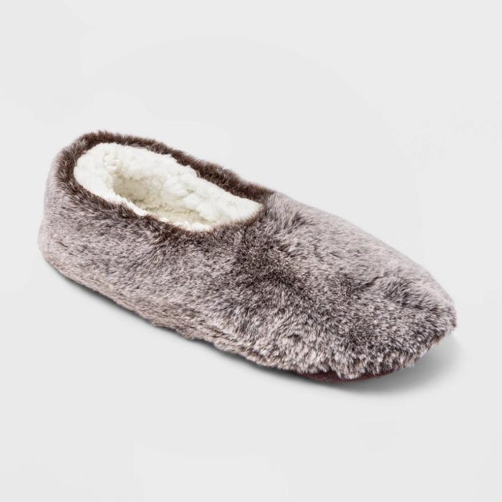 No Brand Women's Faux Fur Cozy Pull-on Slipper Socks - Brown