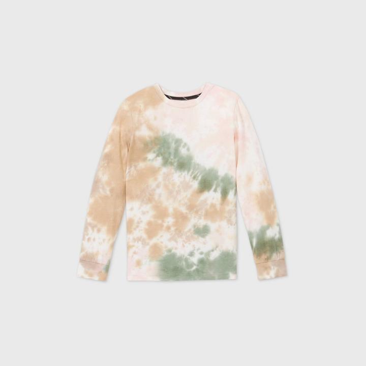 Boys' Tie-dye Long Sleeve T-shirt - Art Class Khaki/cream
