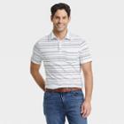 Men's Striped Standard Fit Short Sleeve Collared Polo T-shirt - Goodfellow & Co White/stripe