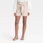 Women's Gingham Check High-rise Paperbag Shorts - A New Day