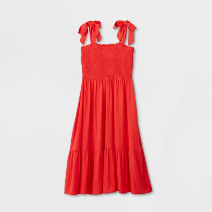 Women's Sleeveless Seersucker Dress - A New Day Red