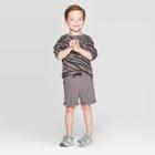 Toddler Boys' Long Sleeve Tiger Print Top And Knit Shorts Set - Art Class Gray 12