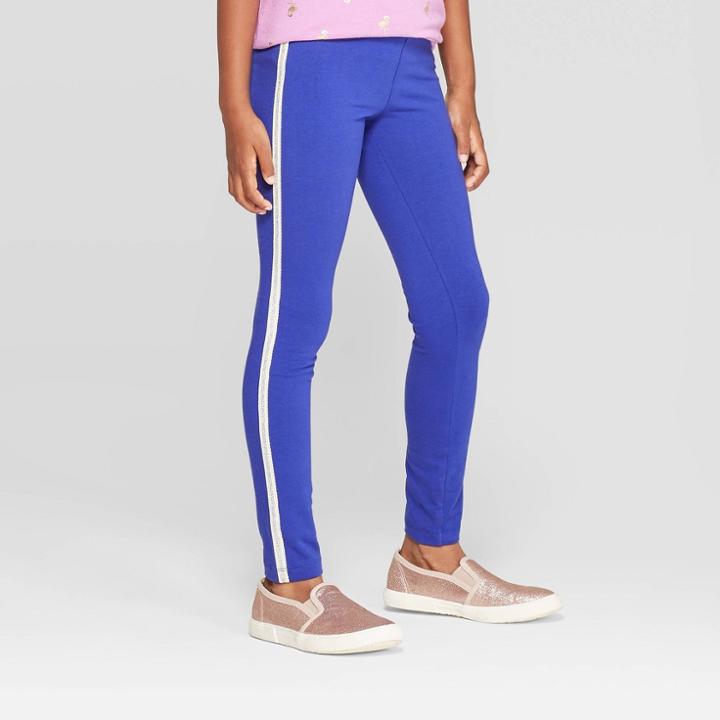 Girls' Side Stripe Leggings - Cat & Jack Blue