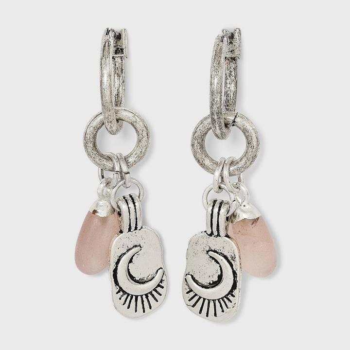 Semi-precious Sunstone And Moon Charm Hoop Earrings - Universal Thread