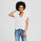Women's Short Sleeve Shirred Front Top - Soul Cake (juniors') White/black