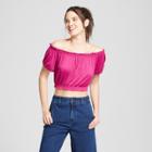 Women's Short Sleeve Off The Shoulder Crop Top - Soul Cake (juniors') Pink