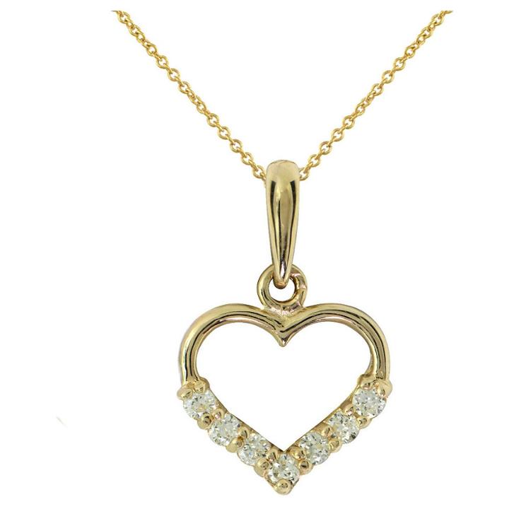 Target Girls' Gold Over Silver Cubic Zirconia Heart Pendant-15 Plated Chain-white