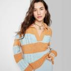 Women's Ascot + Hart Knit Long Sleeve Graphic Polo Shirt - Orange