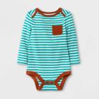 Baby Boys' Striped Long Sleeve Bodysuit With Pocket - Cat & Jack Jade Green Newborn
