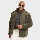 Men's Tall Long Sleeve Faux Fur Sherpa Jacket - Goodfellow & Co Olive Green