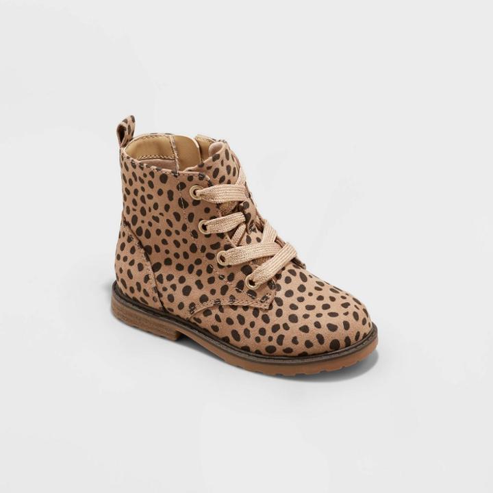 Toddler Girls' Giovanna Zipper Slip-on Lace-up Combat Boots - Cat & Jack Brown