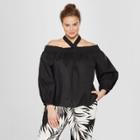 Women's Plus Size Long Billow Sleeve Halter Top - Who What Wear Black X