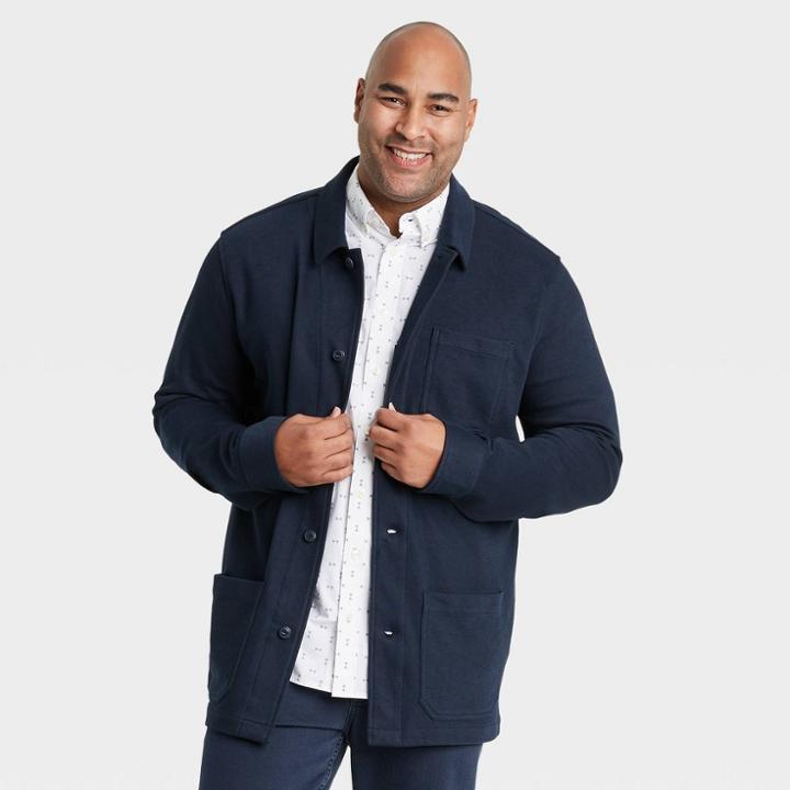 Men's Big & Tall Standard Fit Knit Chore Jacket - Goodfellow & Co Blue