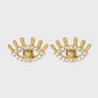 Sugarfix By Baublebar 14k Gold Plated Crystal Evil Eye Stud Earrings - Gold