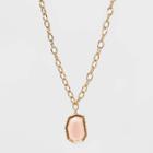 Peach Glass Beaded Long Pendant Necklace - A New Day Gold, Gold/pink