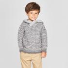 Toddler Boys' Sweater With Buffalo Check Hood - Cat & Jack Gray