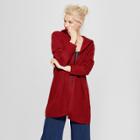 Women's Cable Open Cardigan Sweater - A New Day Dark Red