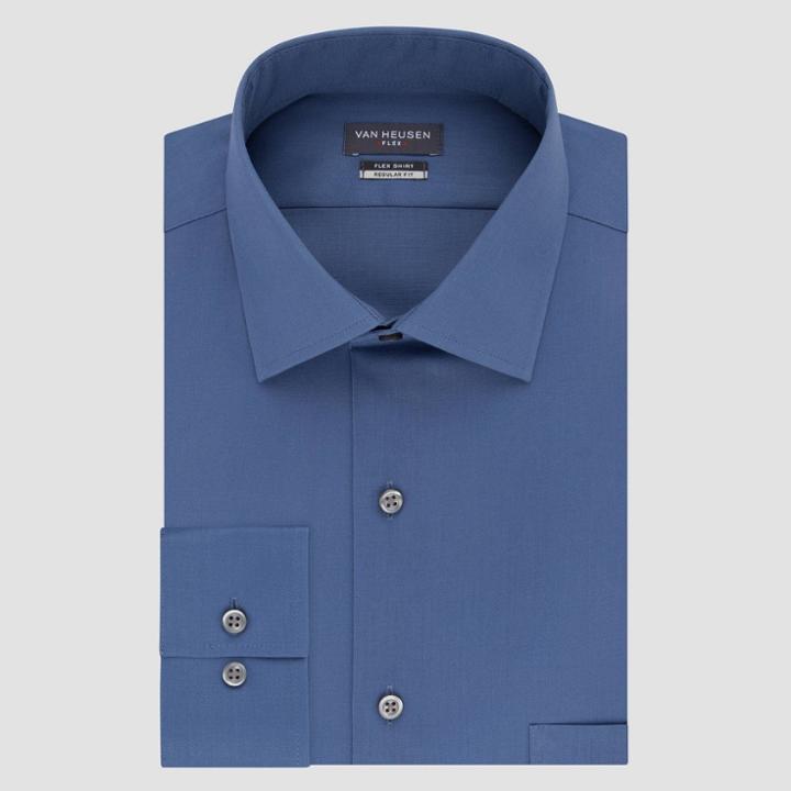 Van Heusen Men's Regular Fit Long Sleeve Button-down Shirt - Blue
