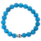 Men's West Coast Jewelry Stainless Steel Skull And Dyed Turquoise Beaded Bracelet