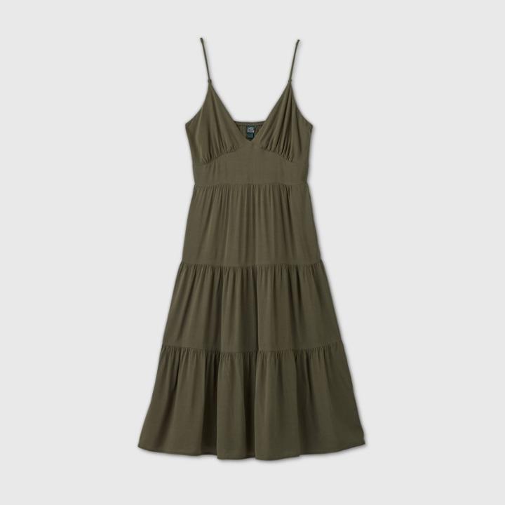 Women's Sleeveless Tiered Dress - Wild Fable Green S, Women's,