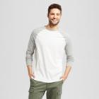 Men's Standard Fit Long Sleeve Raglan Color Block Crew T-shirt - Goodfellow & Co White