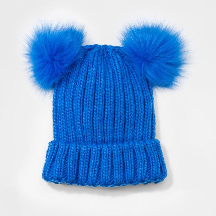 Girls' Iceland Faux Fur Pom Beanie - Cat & Jack Blue