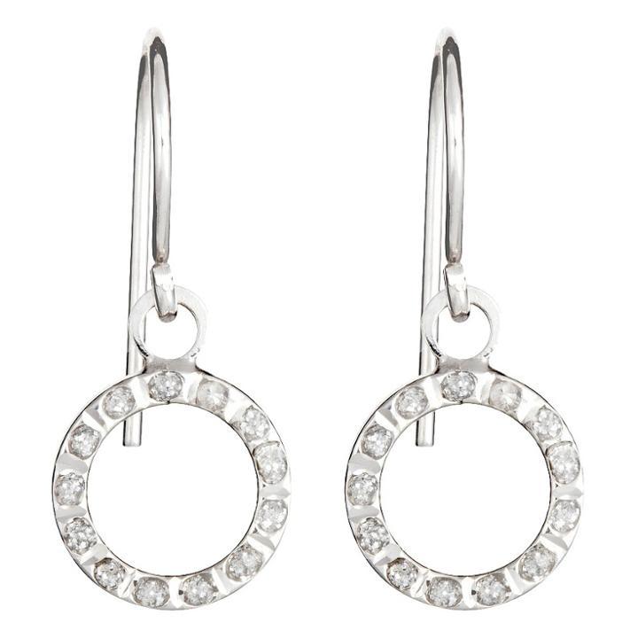 Target Drop Sterling Silver Earrings With Diamond Accents White
