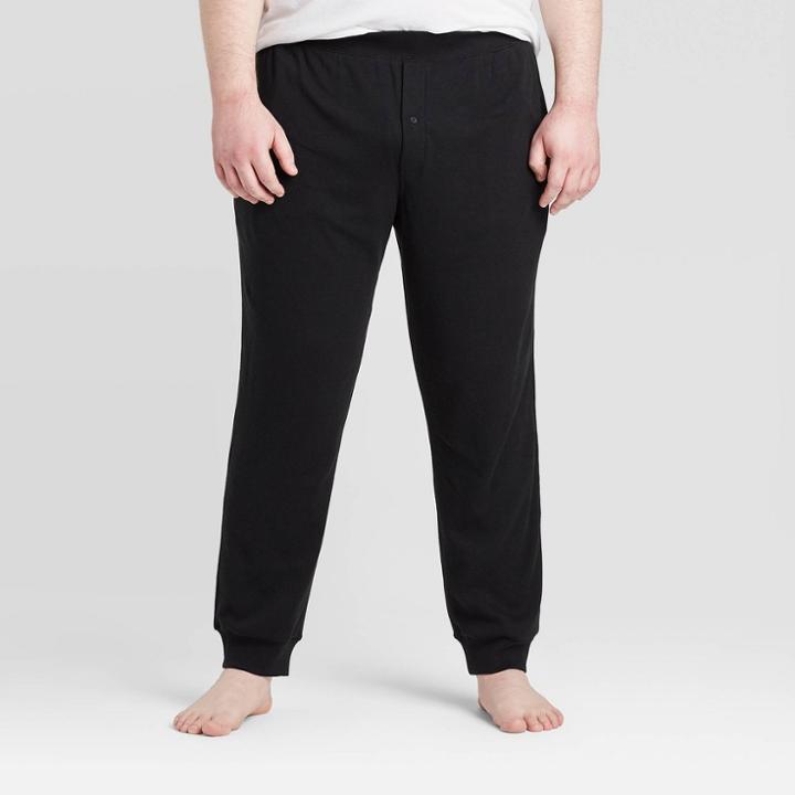 Men's Tall Knit Jogger Waffle Solid Pajama Pants - Goodfellow & Co Black