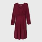 Isabel Maternity By Ingrid & Isabel Long Sleeve Smock Waist Tiered Knit Maternity Dress - Isabel By Ingrid & Isabel Red