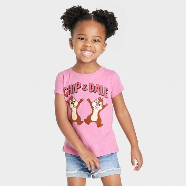 Toddler Girls' Disney Chip & Dale Short Sleeve Graphic T-shirt - Pink