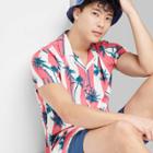 Men's Short Sleeve Button-down Shirt - Original Use Coral