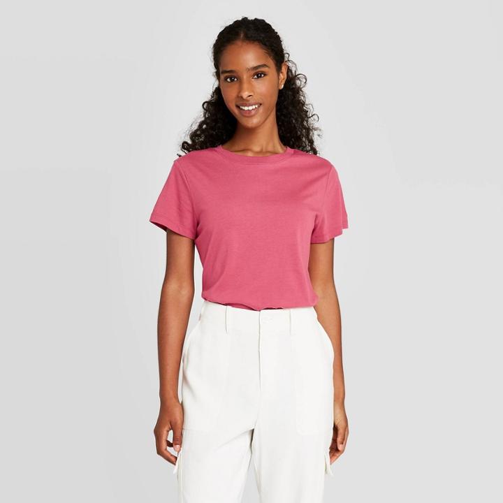 Women's Short Sleeve Casual T-shirt - A New Day Pink