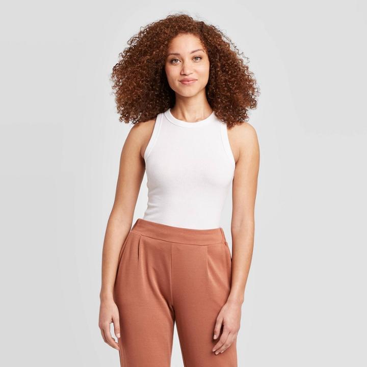 Women's Regular Fit Crewneck Tank Top - A New Day White